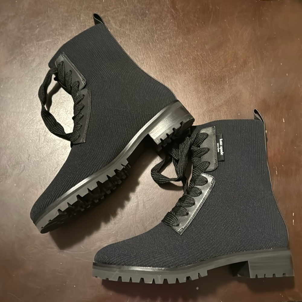 Kate Spade Merigue Combat Boot - Black Size 8